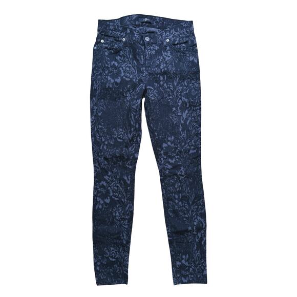 7 For All Mankind Gwenevere Floral Lace Skinny Jeans 26 Printed Edgy Victorian - Picture 2 of 7